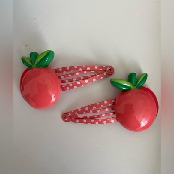 Gymboree polka dot dress with matching hair clips CORAL color - Picture 5 of 5